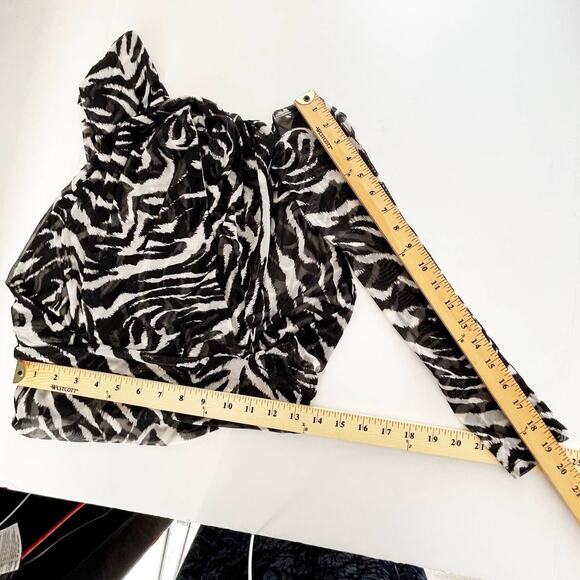 Naked Wardrobe Wrap Top NEW Sz M Style NW-T2128 Black White Zebra Print Sheer - Picture 8 of 9